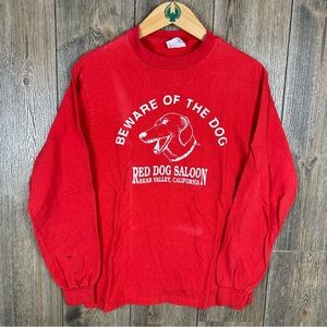 Vintage 80s Red Dog Saloon Bear Valley CA Long Sleeve T-Shirt Adult Size Small